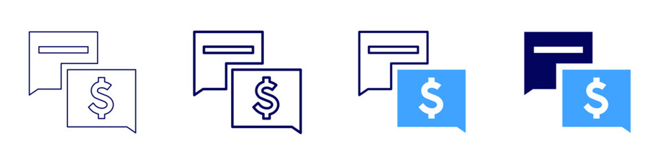 Money relation icon in 4 different styles. Thin Line, Line, Bold, and Bold Line. Duotone style. Editable stroke
