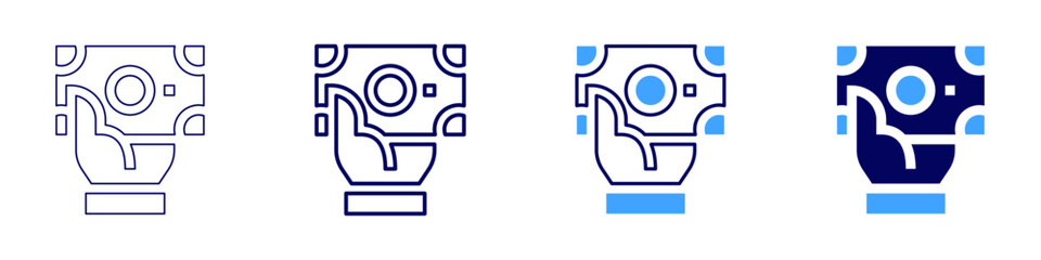 Money reputations icon in 4 different styles. Thin Line, Line, Bold, and Bold Line. Duotone style. Editable stroke
