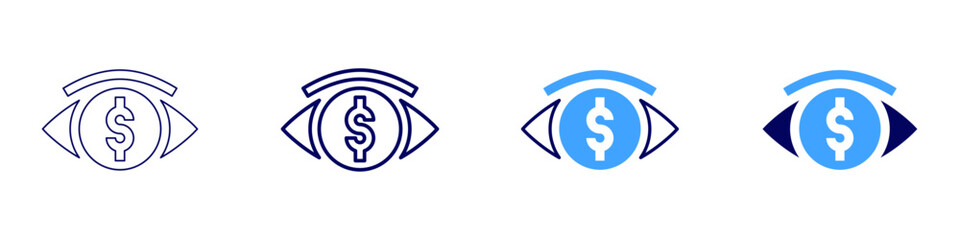 Money strategy icon in 4 different styles. Thin Line, Line, Bold, and Bold Line. Duotone style. Editable stroke