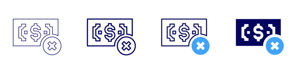 Fototapeta premium Money streams icon in 4 different styles. Thin Line, Line, Bold, and Bold Line. Duotone style. Editable stroke