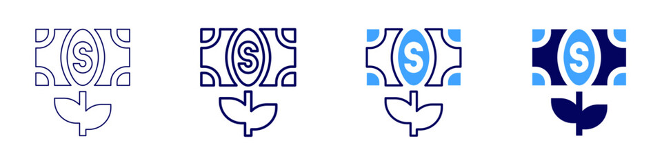 Money tree icon in 4 different styles. Thin Line, Line, Bold, and Bold Line. Duotone style. Editable stroke