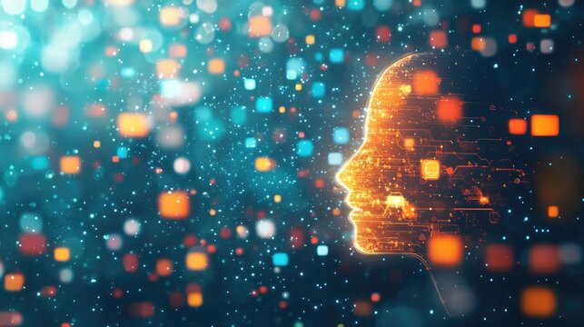 Concept of AI chatbot interaction, visualized through digital speech bubbles and data pathways floating in space.