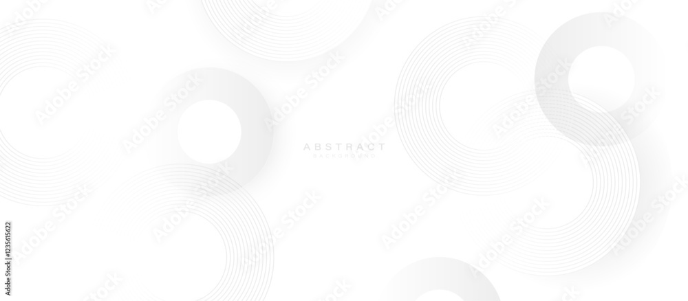Poster Minimalist White Abstract Background with Circular Patterns