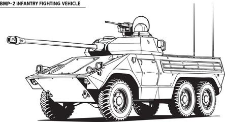 bmp-2 infantry fighting vehicle kids colouring book page