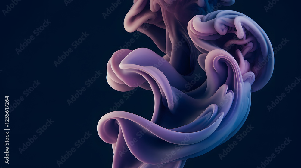 Poster abstract ink swirl: a mesmerizing abstract image featuring a vibrant swirl of purple and blue ink, c