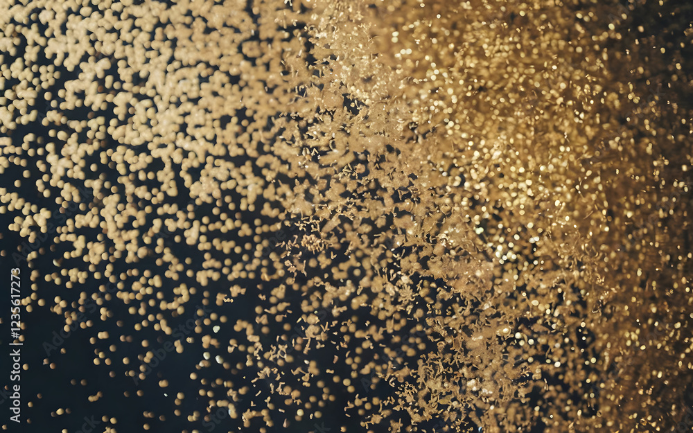Poster golden sparkle abstract: a mesmerizing abstract pattern of shimmering gold glitter on a deep black b