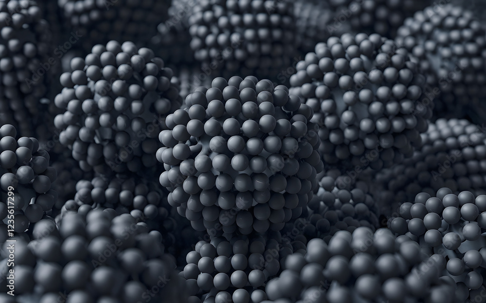 Poster abstract sphere clusters: a mesmerizing 3d rendering of densely packed sphere clusters creates an in