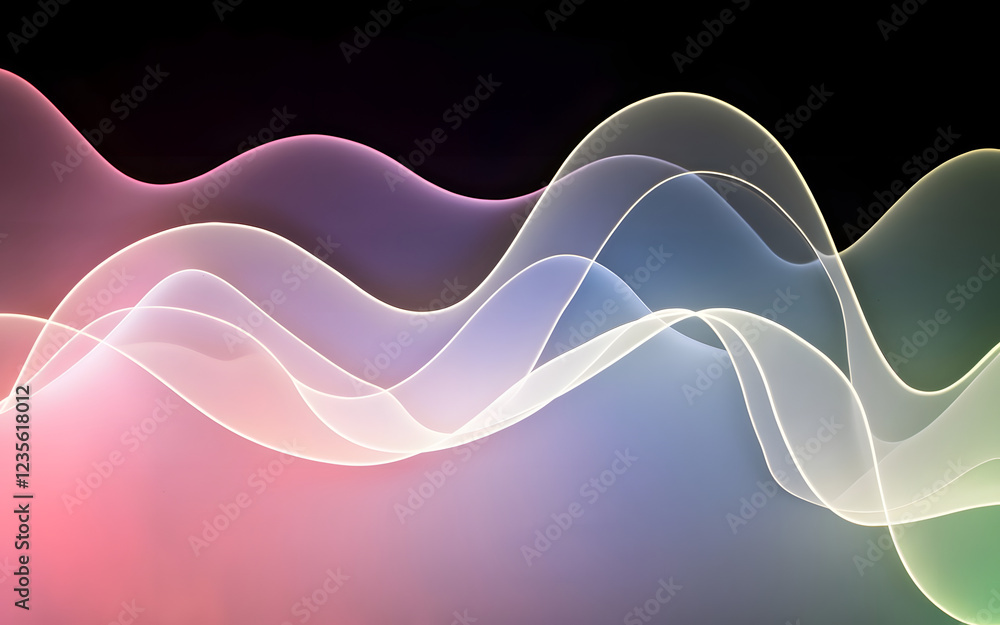Poster abstract neon waves: a captivating abstract background of vibrant neon waves flowing dynamically aga