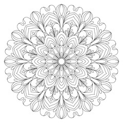 Adults coloring book page mandala vector isolated on white