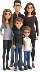 Happy family portrait, studio shot, white background, website use (1)