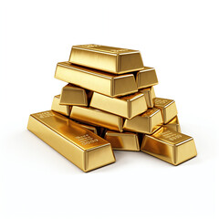 Gold bars isolated on white background.
