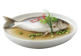 Chinese Steamed Fish with Ginger - A whole fish steamed with ginger, soy sauce, and scallions, served with the aromatic