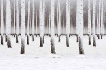 A frozen forest covered in snow and ice.