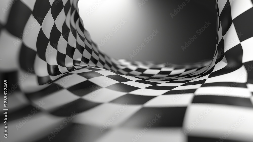 Poster illusory checkerboard: distorted perception of square patterns playing tricks on the mind in optical