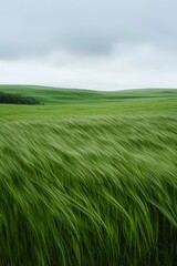 Obraz premium Green grassy field, blurred motion, long exposure