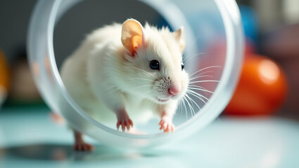 Fototapeta premium Hamster Running on a Wheel