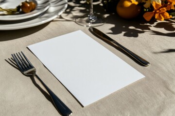 close up of blank menu card with space for text and branding.