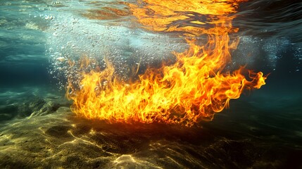 Unusual Contrast of Fire and Water Creating Dynamic Visual Display