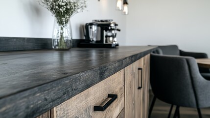 kitchen with rustic elements and European inspiration.