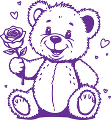 teddy holding a rose with smile