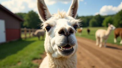 Obraz premium Llama with a Funny Mouth