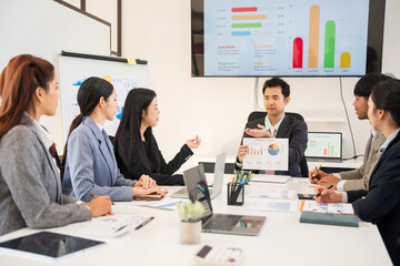Asia business meeting   consultations of business people in the company's meeting room. 