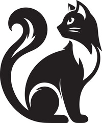 Cat silhouette black and white vector icon