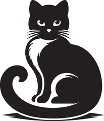 Cat silhouette black and white vector icon