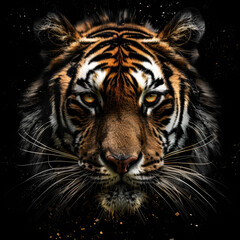 Naklejka premium PNG A Closeup head sumateran tiger wildlife animal mammal Head of sumateran tiger Sumatran Tiger looking at camera, Generative AI 