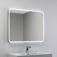 modern bathroom  mirror and sink with lighting 4k resolution 