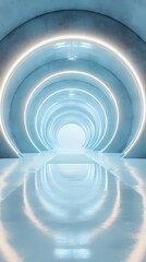 Fototapeta premium Digital technology blue future circular stage poster background