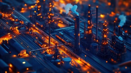 A high-tech digital transformation strategy board with industry . innovation icons, aerial view.