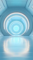 Obraz premium Digital technology blue future circular stage poster background