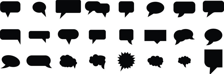 Speech Bubble icon set. Black And White speech bubble collection. Talk bubbles with editable stroke
