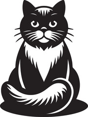 Obraz premium Cat silhouette black and white vector icon