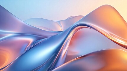 Naklejka premium Abstract flowing pastel hills, sunrise background, digital art