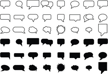 Speech Bubble icon set. Black And White speech bubble collection. Talk bubbles with editable stroke
