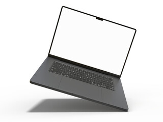 Modern laptop mockup with white empty screen. Digital device template for presentation branding,...