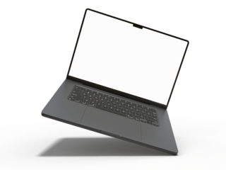 Modern laptop mockup with white empty screen. Digital device template for presentation branding, corporate identity, digital marketing, ads, business promotion, global business, website banner, app