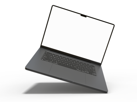 Modern laptop mockup with white empty screen. Digital device template for presentation branding, corporate identity, digital marketing, ads, business promotion, global business, website banner, app