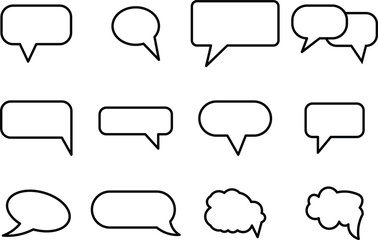 Speech Bubble icon set. Black And White speech bubble collection. Talk bubbles with editable stroke
