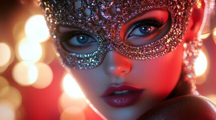 Dramatic Close-Up of Alter Ego in Ornate Jewel Mask
