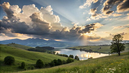 Fototapeta premium sunset in the mountains