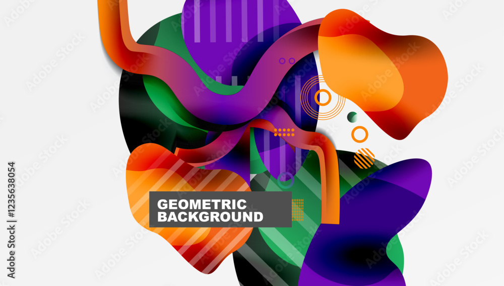 Poster abstract liquid shapes and lines background