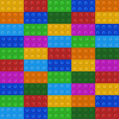 Colorful plastic block constructor background vector.