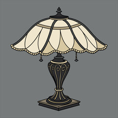 Table Lamp Design Vector Art Illustration
