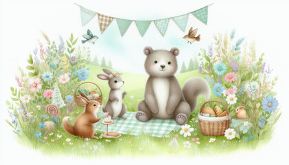 Fototapeta premium Woodland Friends Picnic