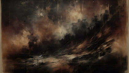 Naklejka premium Background texture A textured background featuring a dark brown and black color palette, with scattered cracks and a sl2