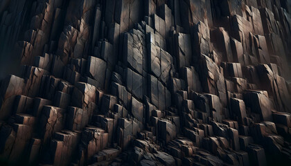 Fototapeta premium Background texture A rocky surface with deep vertical cracks that divide the rock into large, rectangular blocks The su3