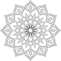 Black and white hand drawn outline mandala vector illustration coloring book